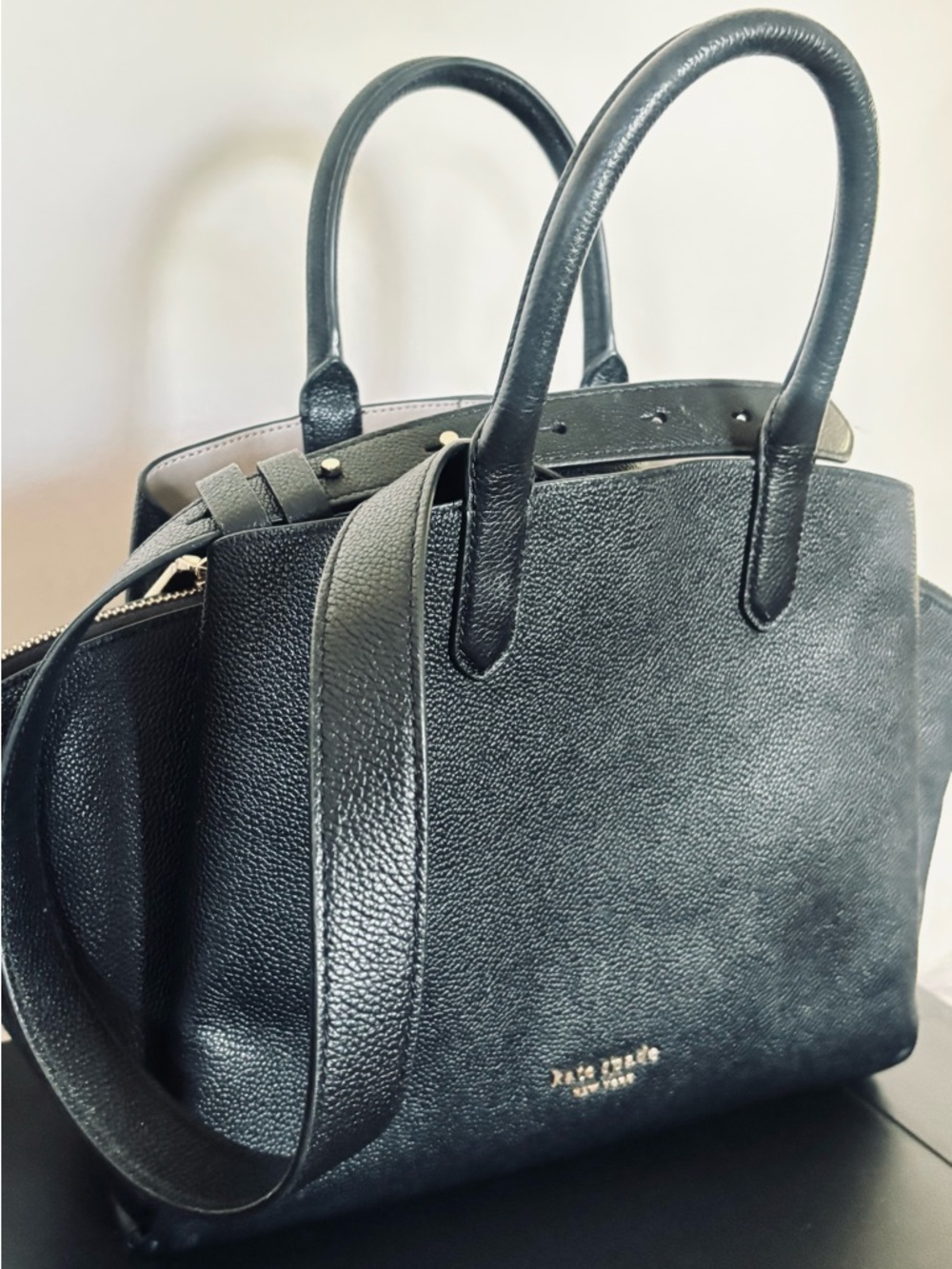 Kate Spade Medium Satchel 2Way Handbag Black New - Picture 4 of 14